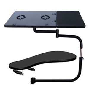 cncest ergonomic laptop keyboard mouse chair stand mount holder installed to chair stainless steel, professional and efficient