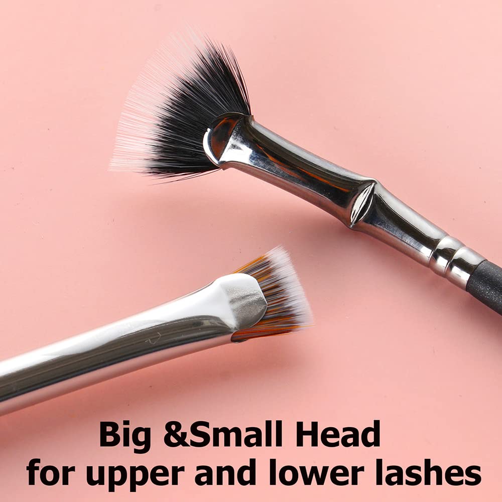 2 Pcs Mascara Fan Brush, Lash Wand Brush Fan for Natural Lifted Effects and Enhance Lower Lashes,Synthetic Fibre Smooth Application No Smearing Clumping, Easy to Use Mascara on Lash Line