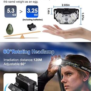 PLUSINTO 9 LED Headlamp 2000 Lumens 2 Pack, Super Bright Head Lamp with 6 AAA Batteries, 6 Modes, Lightweight and Adjustable, IPX5 Waterproof Headlight for Kids Adults Camping, Outdoor, Running