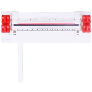 paper cutter paper trimmer 4 in 1 ultra light trimmer with dial blades of straight, wavy, dotted, creased for paper craft, scrapbook, photos, postcards,coupons, gift card, label (white)
