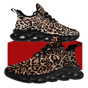 Ciadoon Leopard Shoes for Men Women Running Shoes Leopard Print Cheetah Skin Animal Fur Tennis Sneakers Walking Shoes Gifts for Boy Girl,Size 6 Men/8 Women Black