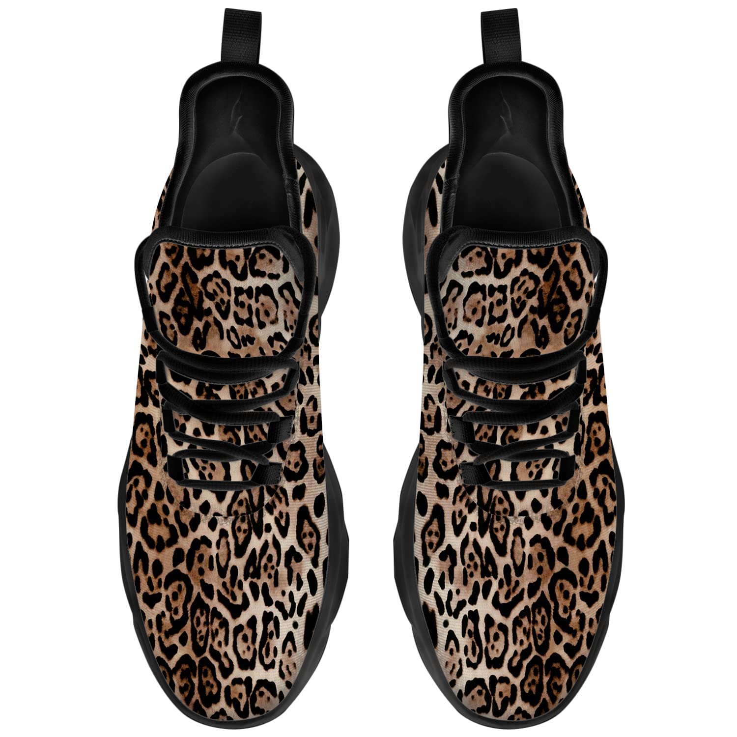 Ciadoon Leopard Shoes for Men Women Running Shoes Leopard Print Cheetah Skin Animal Fur Tennis Sneakers Walking Shoes Gifts for Boy Girl,Size 6 Men/8 Women Black