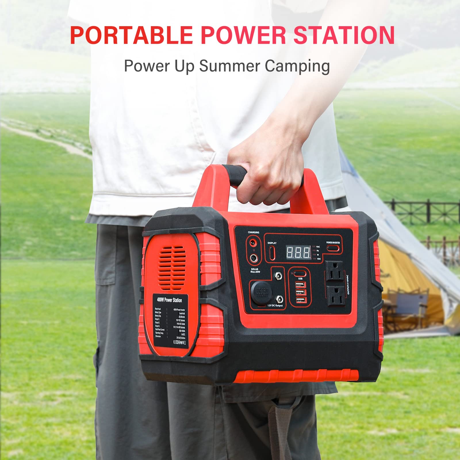 Portable Power Station, 2000Amps Car Battery Jump Starter Battery Pack with 400W Inverter Dual AC/DC/USB Output