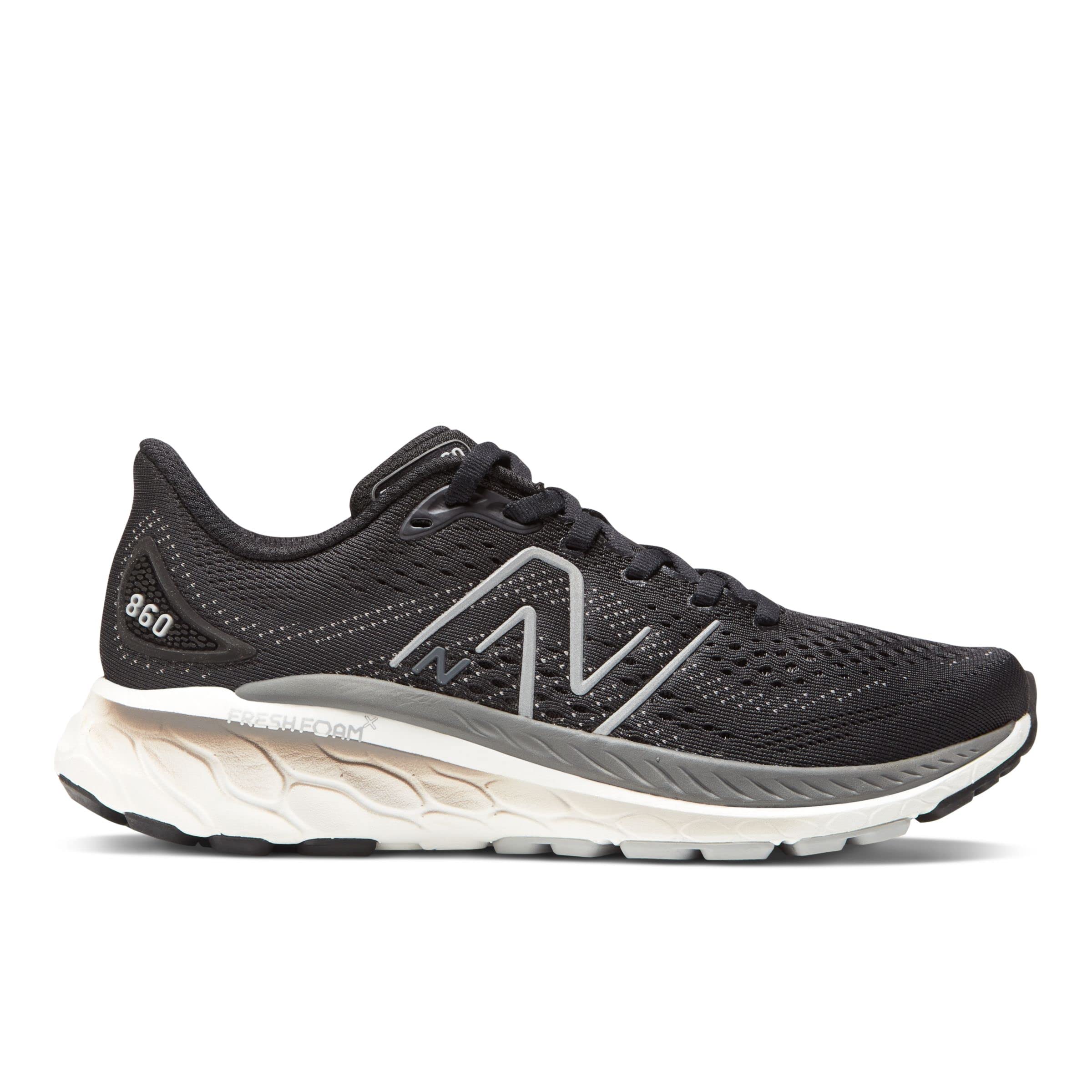 New Balance Women's Fresh Foam X 860 V13 Running Shoe, Black/White/Castlerock, 9.5