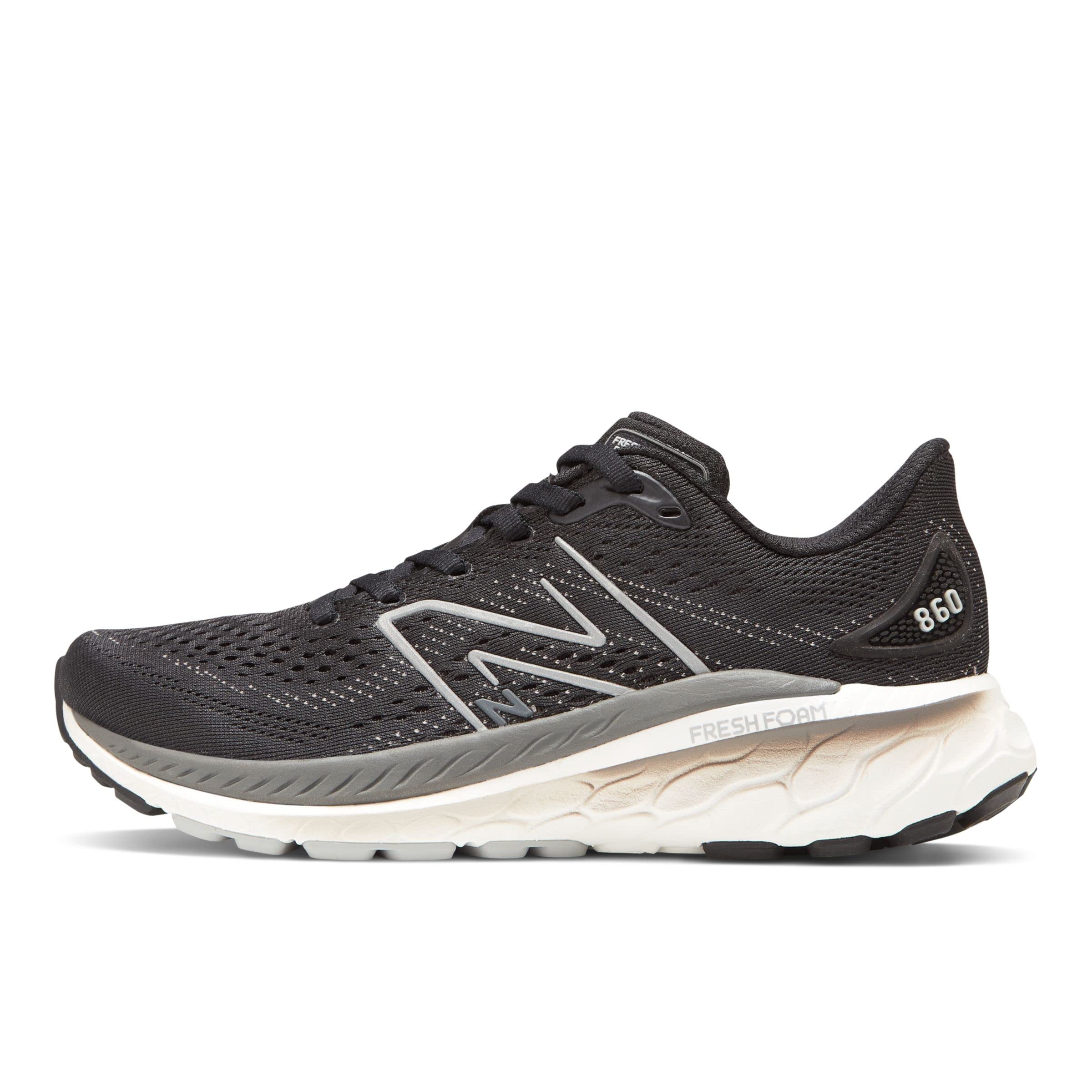 New Balance Women's Fresh Foam X 860 V13 Running Shoe, Black/White/Castlerock, 9