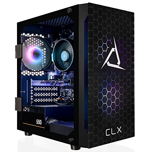 CLX Set Gaming PC - AMD Ryzen 5 5600G 3.9GHz, Radeon Vega 7, 500GB NVMe M.2 SSD, 8GB DDR4 Black Memory, CPU air Cooler, WiFi, Windows 11 Home, Black