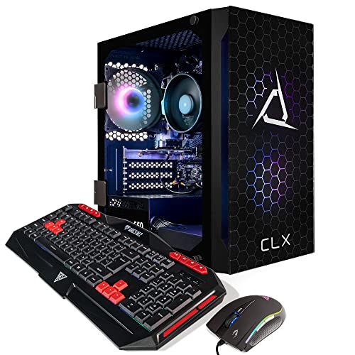 CLX Set Gaming PC - AMD Ryzen 5 5600G 3.9GHz, Radeon Vega 7, 500GB NVMe M.2 SSD, 8GB DDR4 Black Memory, CPU air Cooler, WiFi, Windows 11 Home, Black
