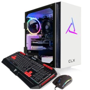 CLX Set Gaming PC - AMD Ryzen 5 5600 3.5GHz, Radeon RX 6400, 1TB NVMe M.2 SSD, 16GB DDR4 Black Memory, CPU air Cooler, WiFi, Windows 11 Home, White