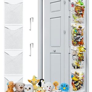 Honeyera Storage for Stuffed Animals, 12 Inch Wide Slim Over Door Organizer for Stuffies, Bi-Fold Door Closet, Baby Accessories, Toy Plush Storage/Easy Instal with Breathable Hanging White