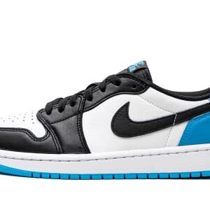 Jordan Nike Women's Air 1 Low UNC Basketball Shoe, White/Dark Powder Blue/Black, 6