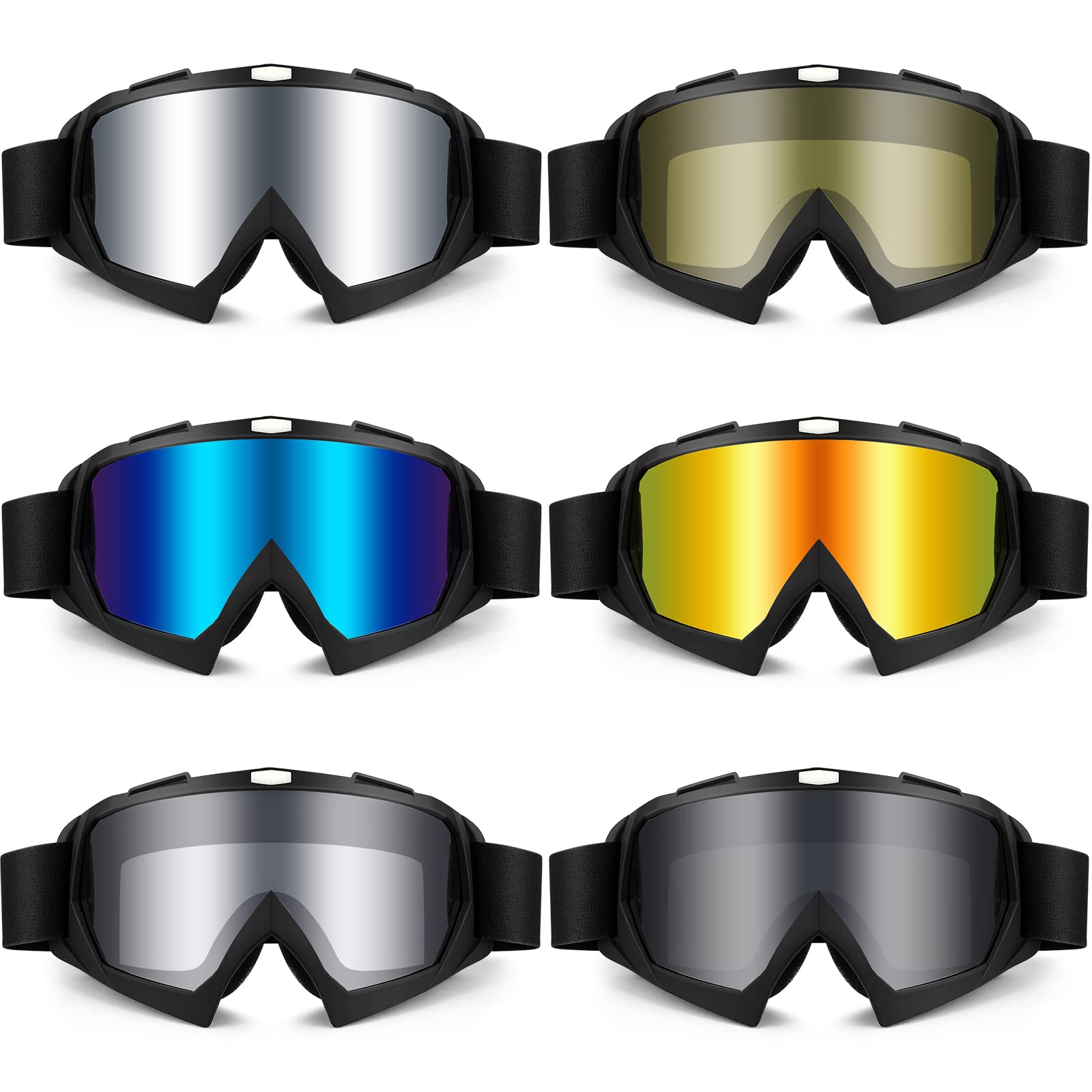 6 Pair Dirt Bike Motorcycle Goggles ATV Goggles Motocross Eyewear Dustproof Windproof Racing Goggles Riding Anti Scratch Glasses Powersports Mountain Biking Goggles Ski Goggles for Men Women