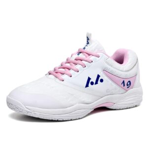 womens mens lightweight indoor court shoes badminton shoes for pickleball, tennis, table tennis, volleyball (019 pink, 40)