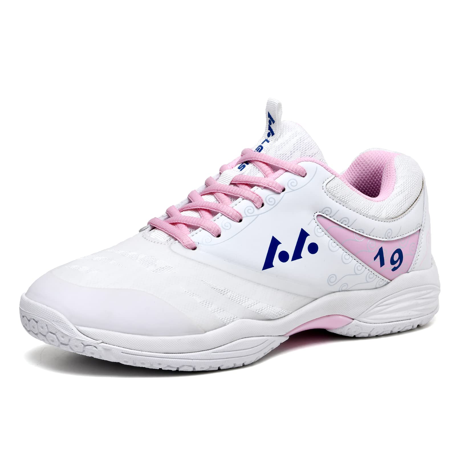 Womens Mens Lightweight Indoor Court Shoes Badminton Shoes for Pickleball, Tennis, Table Tennis, Volleyball (019 Pink, 40)