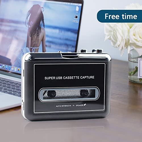 Auto Reverse&Clear Stereo Cassette Player with Detachable Speaker-Portable Cassette Tape to MP3 Converter- Convert Tapes to Digital Files via USB, Compatible with MAC Laptops & PC