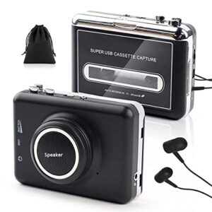 Auto Reverse&Clear Stereo Cassette Player with Detachable Speaker-Portable Cassette Tape to MP3 Converter- Convert Tapes to Digital Files via USB, Compatible with MAC Laptops & PC