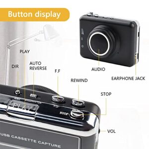 Auto Reverse&Clear Stereo Cassette Player with Detachable Speaker-Portable Cassette Tape to MP3 Converter- Convert Tapes to Digital Files via USB, Compatible with MAC Laptops & PC