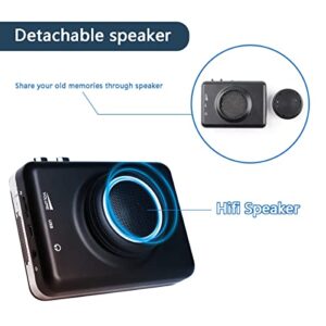 Auto Reverse&Clear Stereo Cassette Player with Detachable Speaker-Portable Cassette Tape to MP3 Converter- Convert Tapes to Digital Files via USB, Compatible with MAC Laptops & PC
