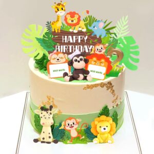 Jungle Safari Animal Cake Toppers Animals Cake Decorations for Jungle Safari Animals Theme Party Baby Showers Kid Birthday Party Supplies (Jungle Safari)