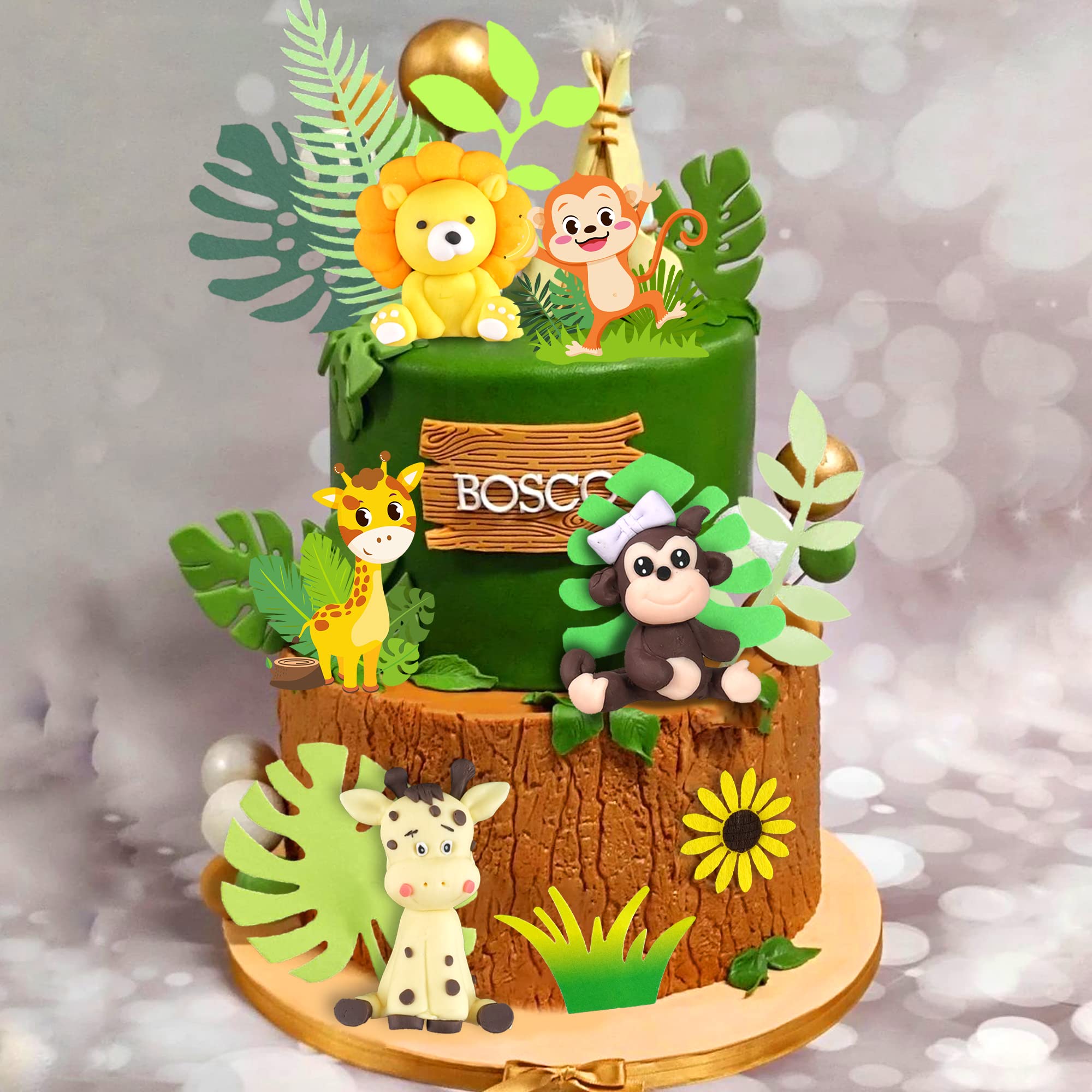 Jungle Safari Animal Cake Toppers Animals Cake Decorations for Jungle Safari Animals Theme Party Baby Showers Kid Birthday Party Supplies (Jungle Safari)