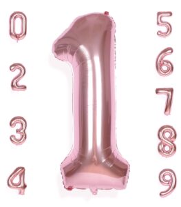 aule 40 inch big rose gold 1 balloon number large foil helium number balloons 0-9 jumbo giant happy 1st birthday party decorations for boy or girl huge mylar anniversary party supplies