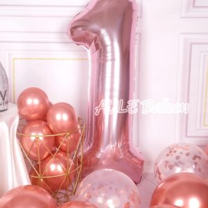 AULE 40 Inch Big Rose Gold 1 Balloon Number Large Foil Helium Number Balloons 0-9 Jumbo Giant Happy 1st Birthday Party Decorations for Boy or Girl Huge Mylar Anniversary Party Supplies