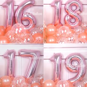 AULE 40 Inch Big Rose Gold 1 Balloon Number Large Foil Helium Number Balloons 0-9 Jumbo Giant Happy 1st Birthday Party Decorations for Boy or Girl Huge Mylar Anniversary Party Supplies