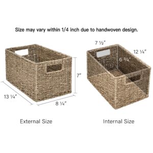 StorageWorks Set of 4 Storage Baskets, Rectangular Wicker Baskets with Built-in Handles