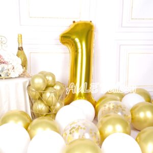 AULE 40 Inch Big Gold 1 Balloon Number Large Foil Helium Number Balloons 0-9 Jumbo Giant Happy 1st Birthday Party Decorations for Boy or Girl Huge Mylar Anniversary Party Supplies