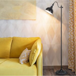 Mlambert Industrial Floor Lamp,63” LED Standing Lamp Modern with 11W A19 LED Bulb,Adjustable Head,Foot Switch,Metal Lamp for Livingroom,Stand Light