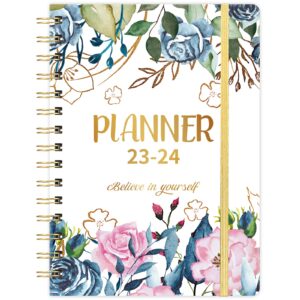 2023 planner - planner/calendar 2023, jan.2023 - dec.2023, 2023 planner weekly & monthly with tabs, 6.4" x 8.5", hardcover + back pocket + twin-wire binding, daily organizer - flower
