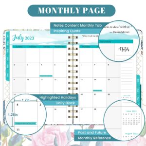 2023 Planner - Planner/Calendar 2023, Jan.2023 - Dec.2023, 2023 Planner Weekly & Monthly with Tabs, 6.4" x 8.5", Hardcover + Back Pocket + Twin-Wire Binding, Daily Organizer - Flower