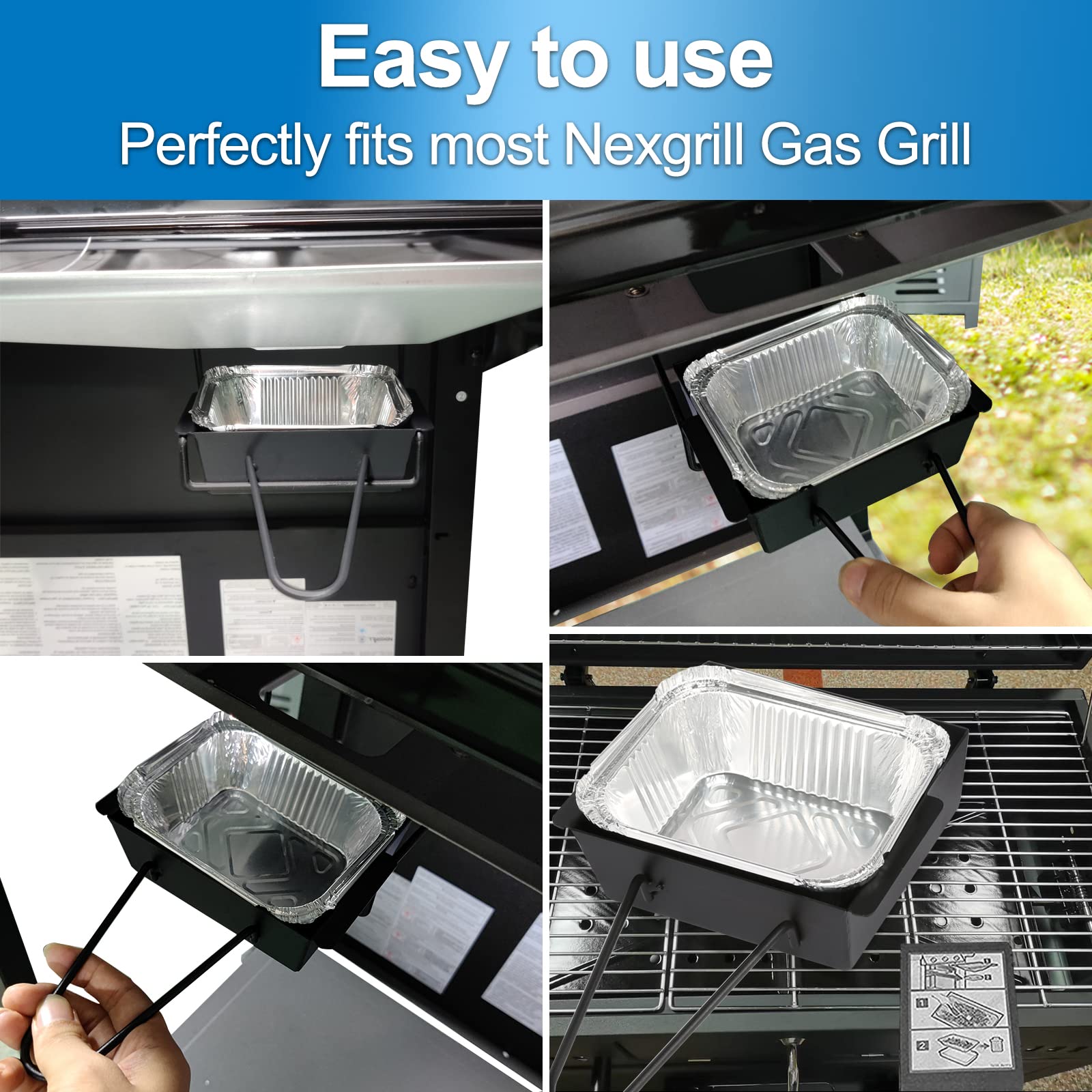 Uniflasy 6 Outlets Tact Push Button Grill Ignitor and Grease Box for Nexgrill 720-0830H, 720-0830D,720-0888,720-0888N and Most Nexgrill Grill Models