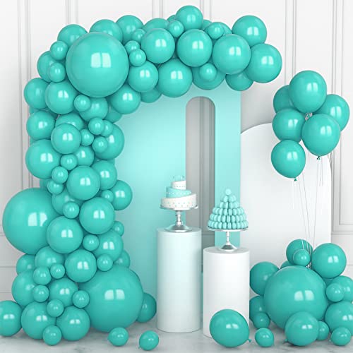 Teal Balloons, 106pcs Turquoise Balloon Garland Arch Kit Different Sizes 5 10 12 18 Inch Teal Blue Latex Balloons for Boys Girls Birthday Wedding Baby Shower Engagement Anniversary Party Decoration