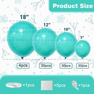 Teal Balloons, 106pcs Turquoise Balloon Garland Arch Kit Different Sizes 5 10 12 18 Inch Teal Blue Latex Balloons for Boys Girls Birthday Wedding Baby Shower Engagement Anniversary Party Decoration