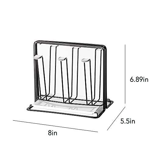 YISMAN Metal Cup Drying Rack with 6 Hooks, Bottle Drying Rack with Drain Tray,Coffee Mug Holder,Mug Organizer Black