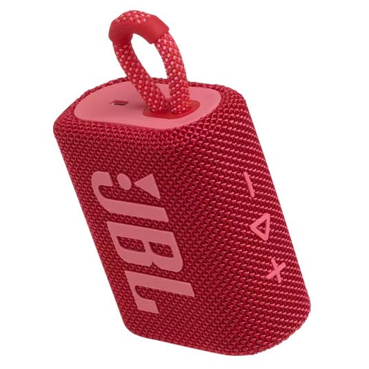 Boomph On-The-Go Kit: JBL Go 3 Portable Bluetooth Wireless Speaker, IP67 Waterproof and Dustproof Built-in Battery - Red