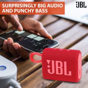 Boomph On-The-Go Kit: JBL Go 3 Portable Bluetooth Wireless Speaker, IP67 Waterproof and Dustproof Built-in Battery - Red