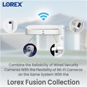 Lorex Fusion 4K Security Camera System w 2TB DVR - 8 Channel Wired Home Security w/ 6 Cameras - Motion & Face Detection, Warning Light & Siren, Color Night Vision, Weatherproof Surveillance