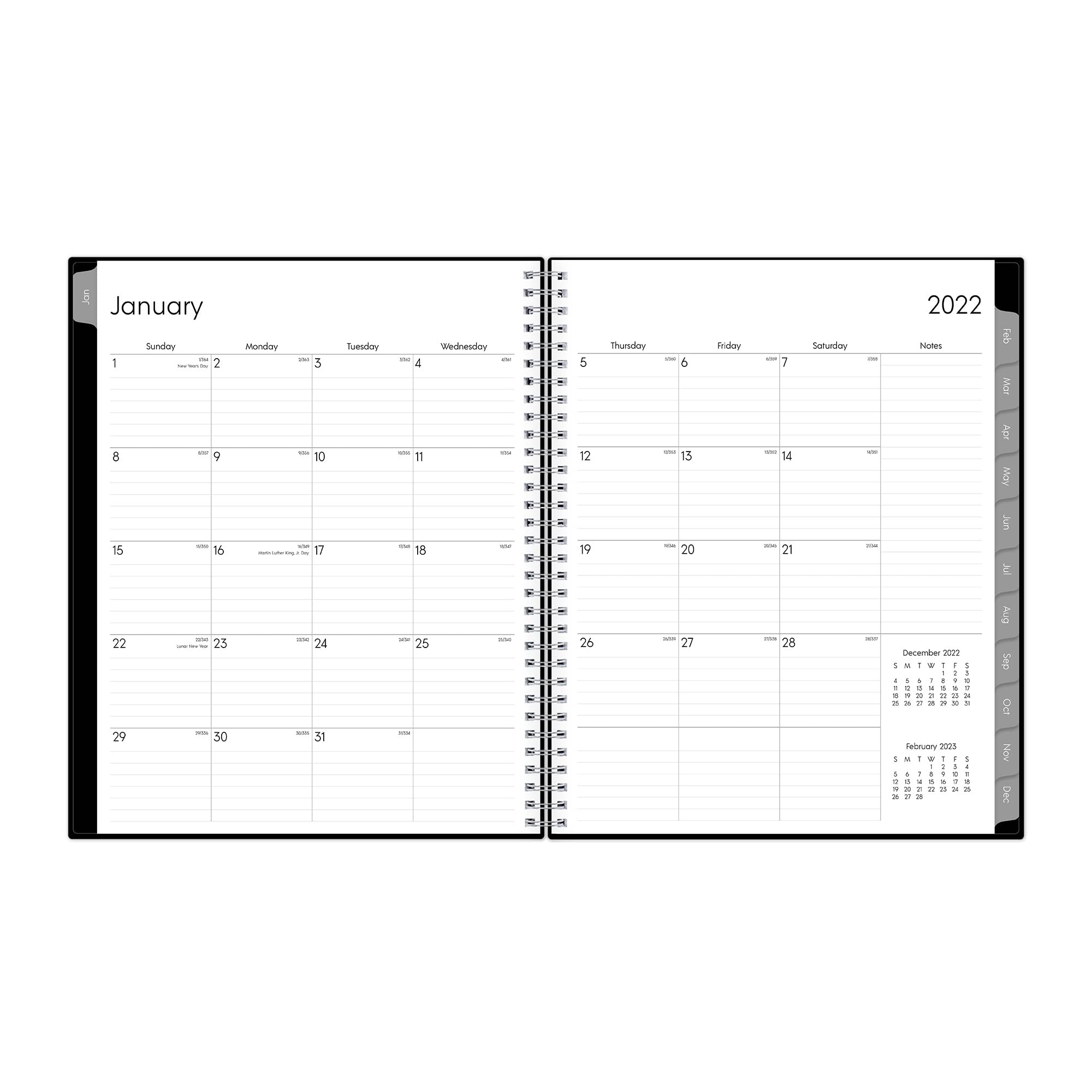 Blue Sky Enterprise Weekly/Monthly Planner, Enterprise Formatting, 11 x 8.5, Black Cover, 12-Month (Jan to Dec): 2023