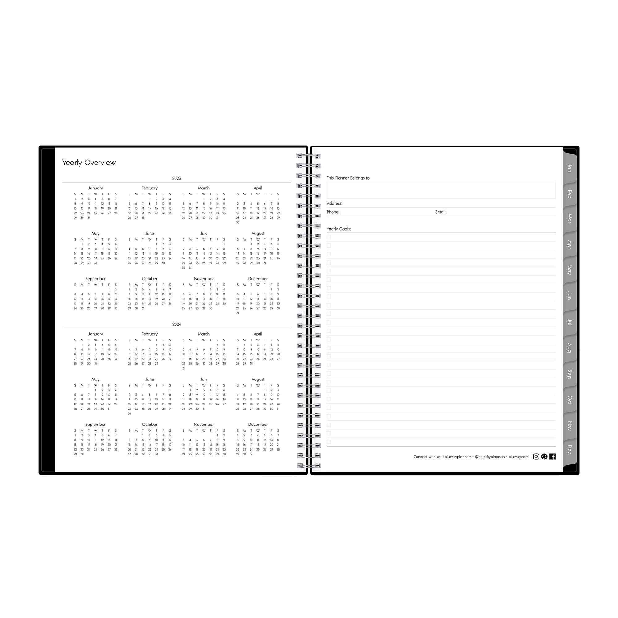 Blue Sky Enterprise Weekly/Monthly Planner, Enterprise Formatting, 11 x 8.5, Black Cover, 12-Month (Jan to Dec): 2023