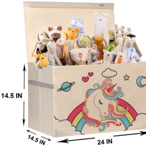 Yosayd Flexible Unicorn Kids Fabric Toy Storage Bins with Flip-top Lid, Light Weight Large Toy Chest for Toy, Book, Clothing