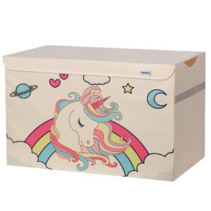 Yosayd Flexible Unicorn Kids Fabric Toy Storage Bins with Flip-top Lid, Light Weight Large Toy Chest for Toy, Book, Clothing