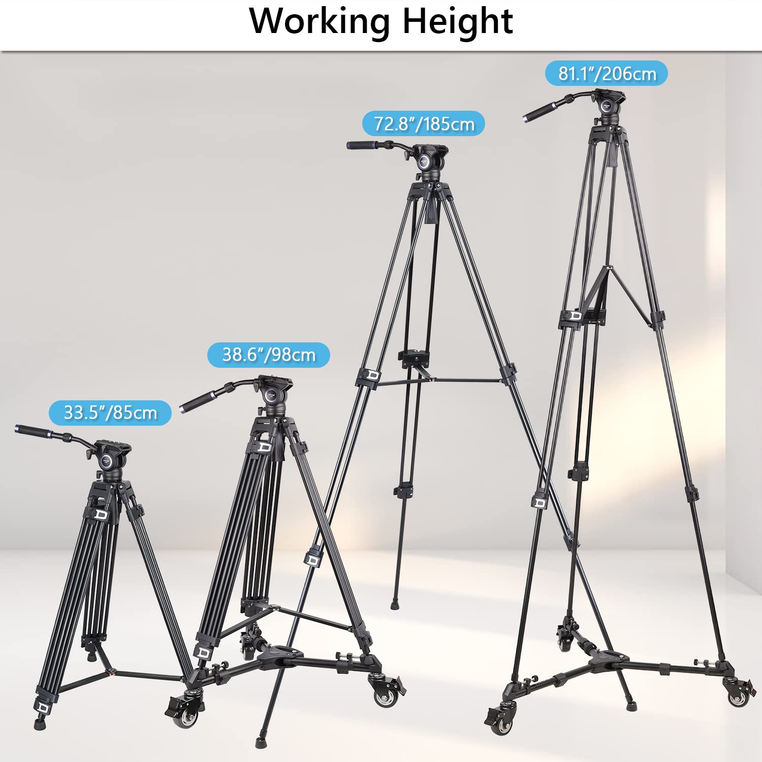 Video Tripod with Heavy Duty Tripod Dolly ARTCISE Professional Heavy Duty Tripod for DSLR Cameras Video Camcorders, Load Capacity Up to 20 Pounds …