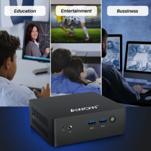 AWOW Mini PC Mini Desktop Computer Intel Celeron N3450, 8GB DDR4 128GB SSD 4K@30Hz, HDMI x2, Dual Band WiFi, USB x4 Gigabit Ethernet, BT 4.2 AL34 Micro PC