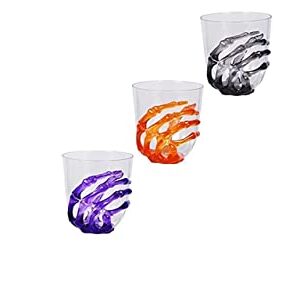 Halloween Stemless Skeleton Hand Goblets Plastic Glass, Multicolor