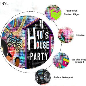 Aumeko 90's House Party Backdrop Hip Pop 90's Birthday Graffiti Wall Retro Radio Roller Skates Background Fresh Prince 90s Theme Backdrop 90s Party Decorations