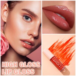 CAHIUYOA Light Lipgloss 6PCS Lip Gloss Set,Nude Pink Lip Gloss Kit Shine Glossy and Moisturizing,Lip Plumping Lip Gloss Pack Bulk Liquid Lipstick for Women Girls-Set B