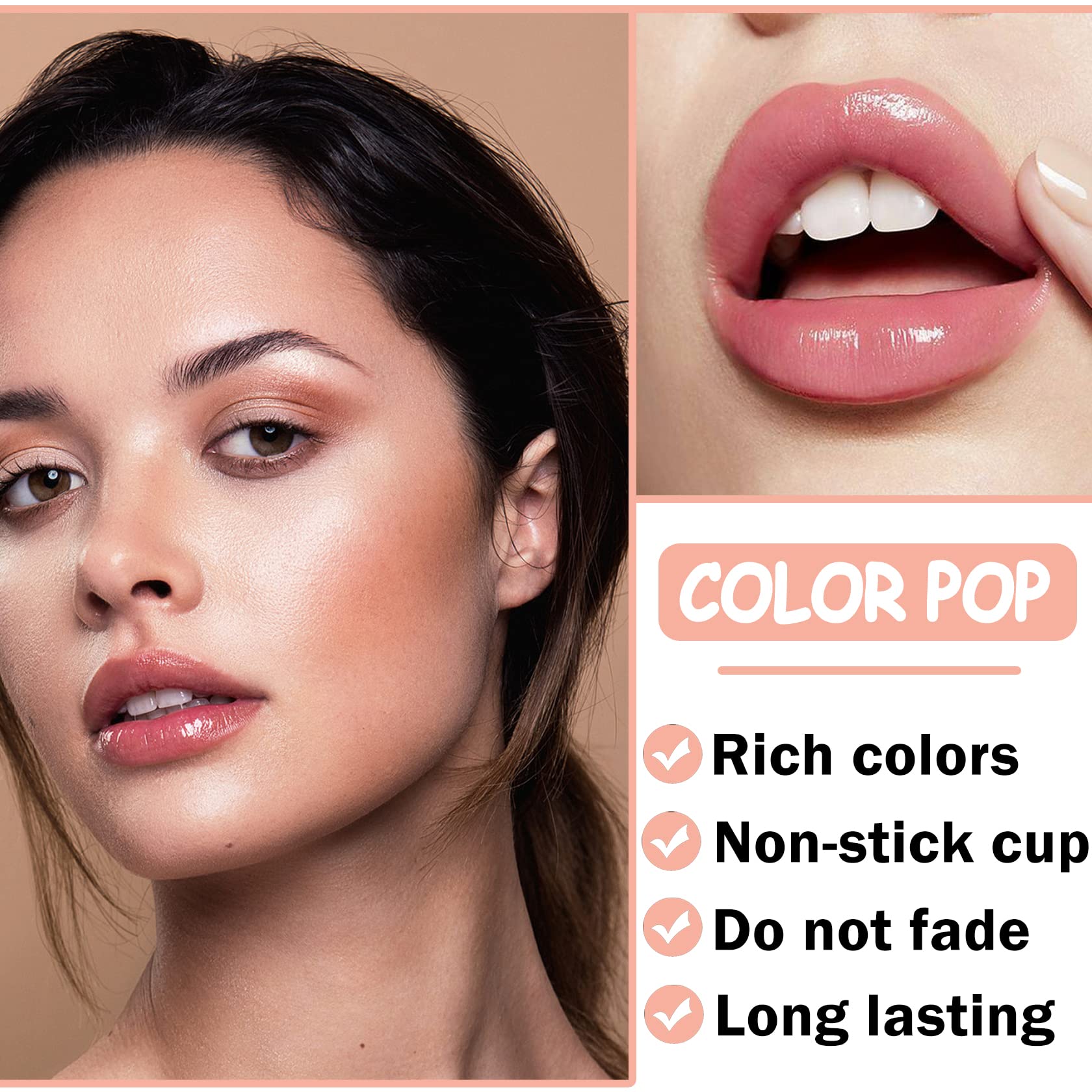 CAHIUYOA Light Lipgloss 6PCS Lip Gloss Set,Nude Pink Lip Gloss Kit Shine Glossy and Moisturizing,Lip Plumping Lip Gloss Pack Bulk Liquid Lipstick for Women Girls-Set B