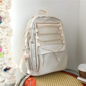 Verdancy Kawaii Backpack for Teen Girls Cute Bookbag Lovely Schoolbag Casual Bag with Laptop Compartment Aesthetic Backpack For School (Beige)