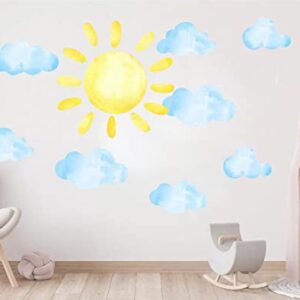 Large Sun and Clouds Wall Decals Clouds Wall Stickers Sun Wall Decals Peel and Stick Kid Removable Wall Stickers Kids Nursery Bedroom Decor